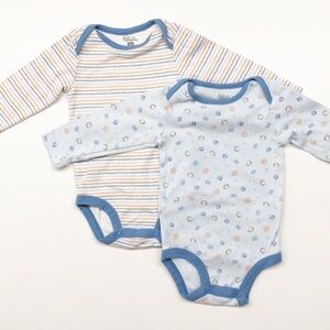 First Moments striped/sports print long sleeve bodysuit set
